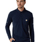 Men's Three-Pocket  Heavyweight Long Sleeve Polo Scrub Top - C16129 - Dark Navy