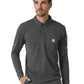 Men's Three-Pocket  Heavyweight Long Sleeve Polo Scrub Top - C16129 - Pewter