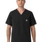 Men's Four-Pocket Ripstop V-Neck Scrub Top - C16239 - Black