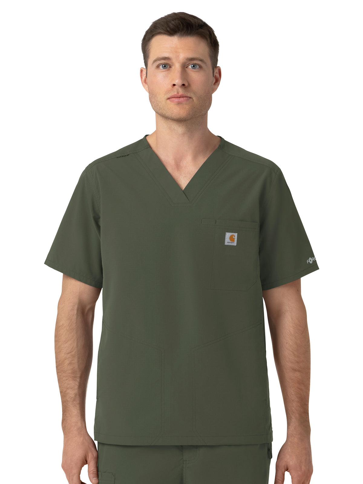 Men's Four-Pocket Ripstop V-Neck Scrub Top - C16239 - Olive