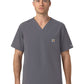 Men's Four-Pocket Ripstop V-Neck Scrub Top - C16239 - Pewter