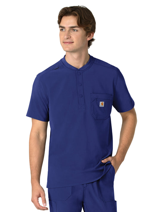 Men's Three-Pocket Henley Top - C16310 - Galaxy Blue