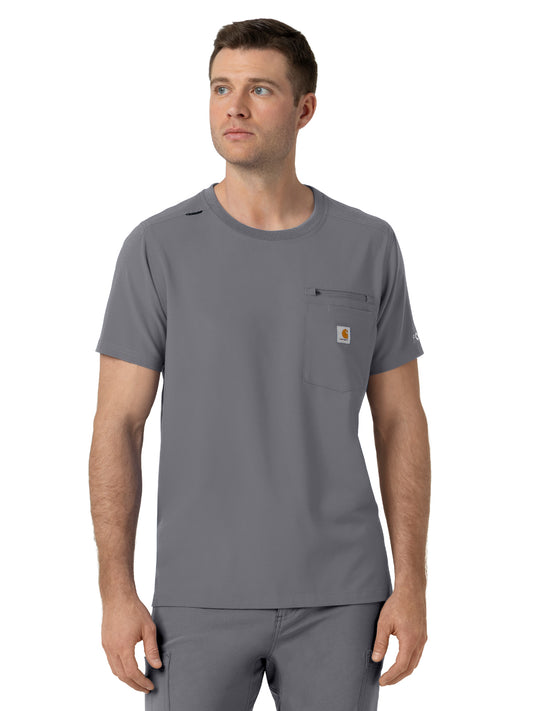 Men's Two-Pocket Crew Neck Scrub Top - C16510 - Pewter
