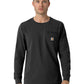 Men's Two-Pocket Crew Neck Long Sleeve Scrub Top - C16610 - Black
