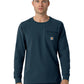 Men's Two-Pocket Crew Neck Long Sleeve Scrub Top - C16610 - Navy