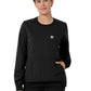 Women's Two-Pocket Crew Neck Fleece Scrub Sweatshirt - C31033 - Black