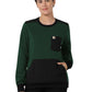 Women's Two-Pocket Crew Neck Fleece Scrub Sweatshirt - C31033 - Douglas Fir
