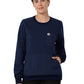 Women's Two-Pocket Crew Neck Fleece Scrub Sweatshirt - C31033 - Navy