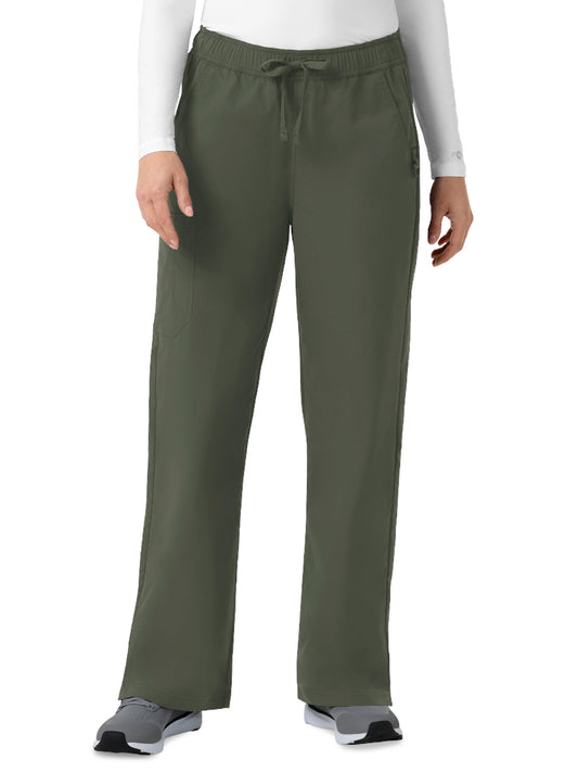 Women's Six-Pocket Ripstop Bootcut Cargo Scrub Pant - C52239 - Olive