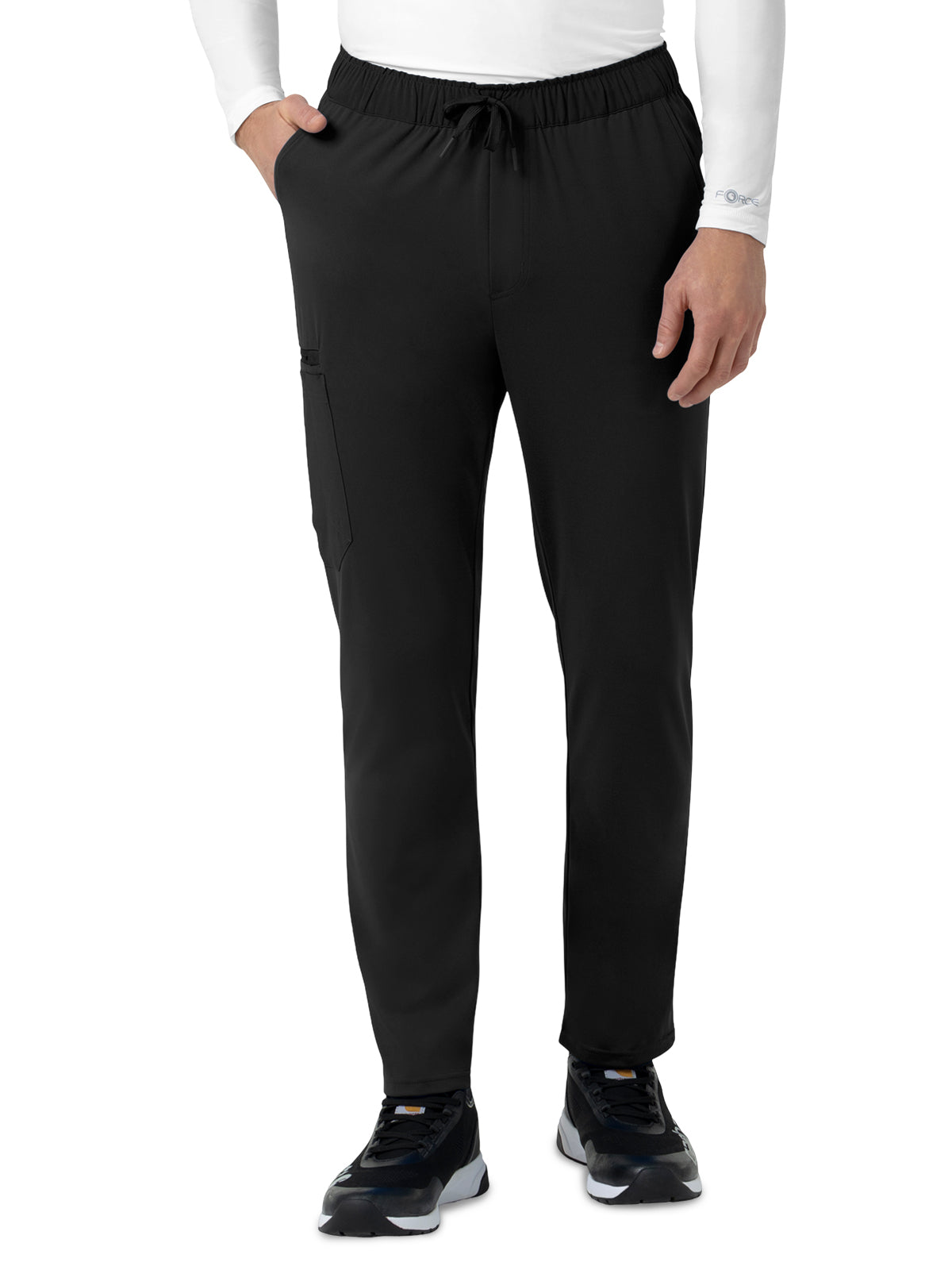 Men's Six-Pocket Straight Leg Tapered Scrub Pant - C56190 - Black