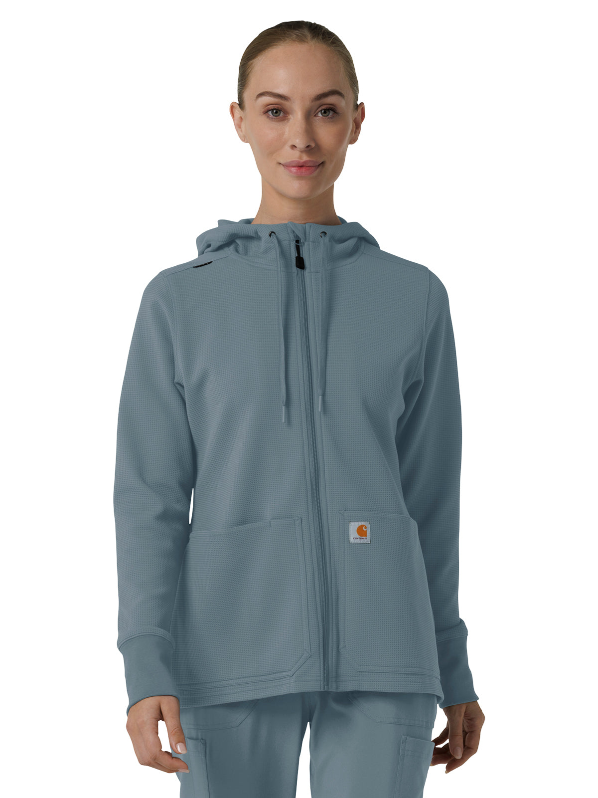 Women's Three-Pocket Full Zip Waffle Hoodie - C82008 - Rolling Thunder