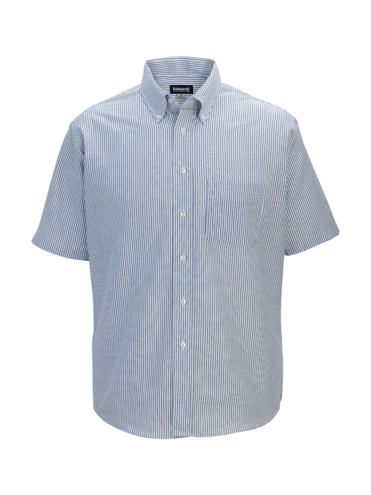 Men's Easy Care Oxford Short Sleeve Shirt - 1027 - Blue Stripe