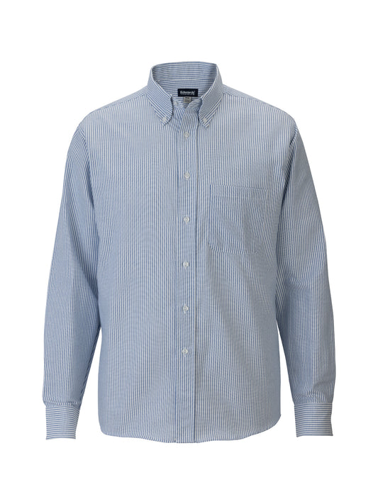 Men's Easy Care Oxford Long Sleeve Shirt - 1077 - Blue Stripe