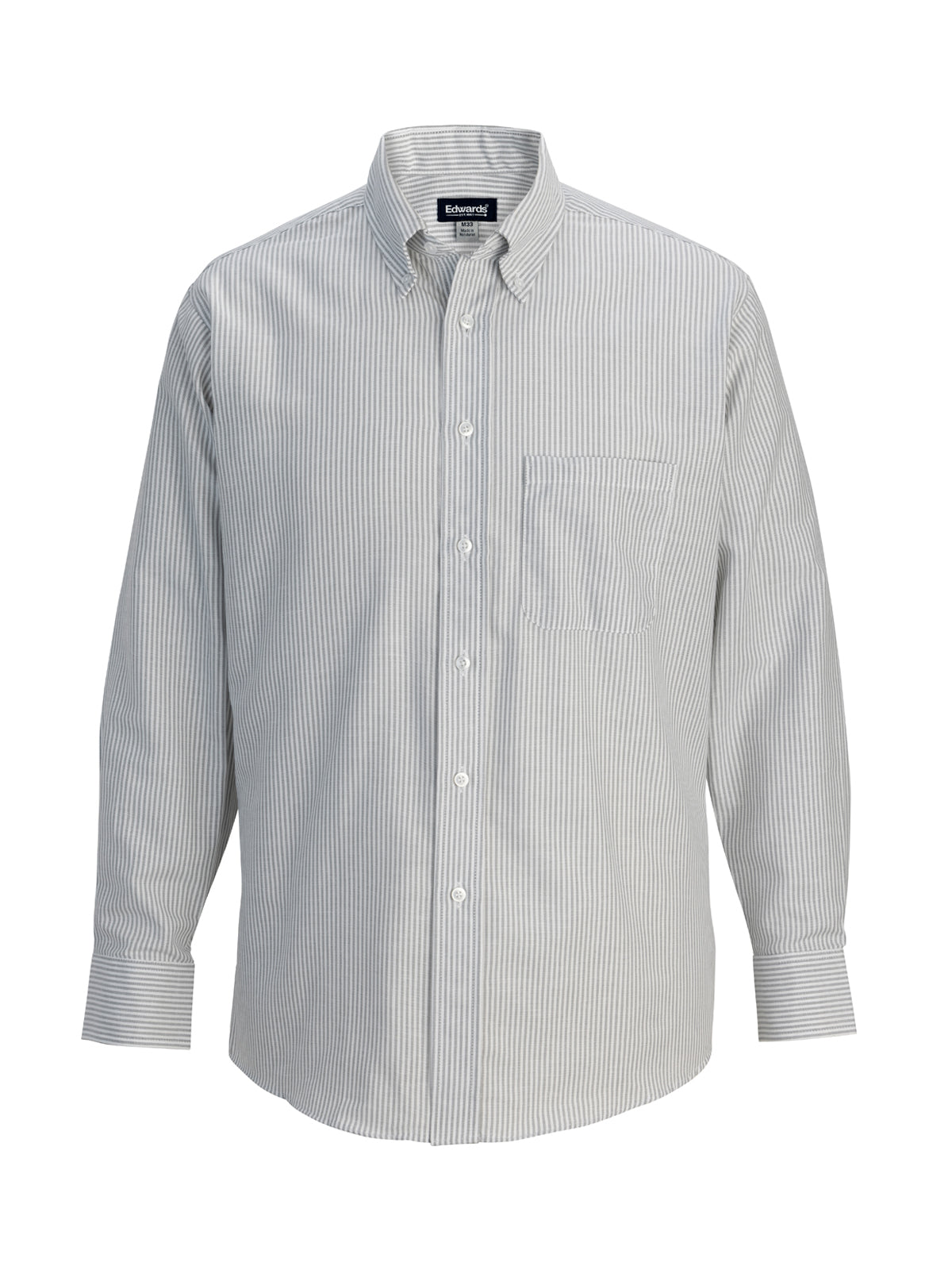 Men's Easy Care Oxford Long Sleeve Shirt - 1077 - Grey Stripe