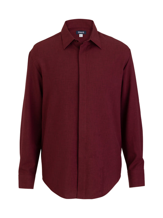 Men's Flexbatiste Café Long Sleeve Shirt - 1297 - Burgundy