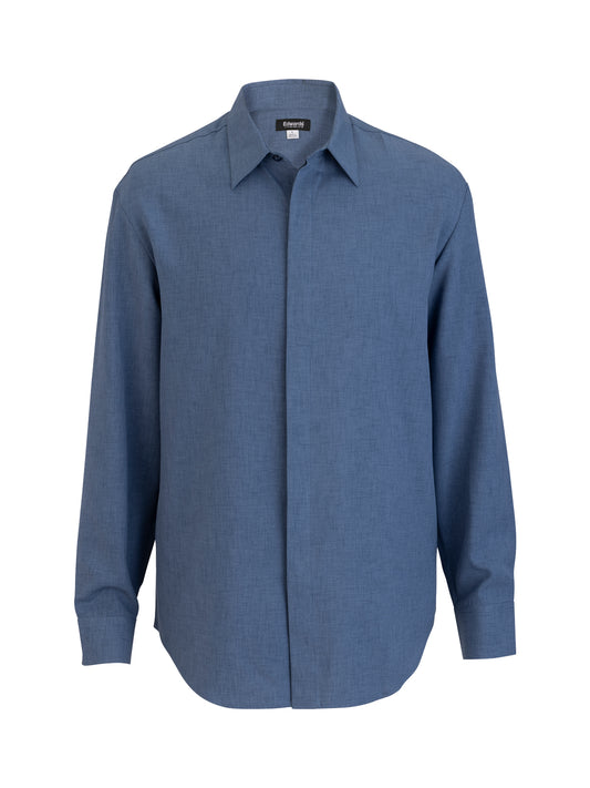 Men's Flexbatiste Café Long Sleeve Shirt - 1297 - Riviera Blue