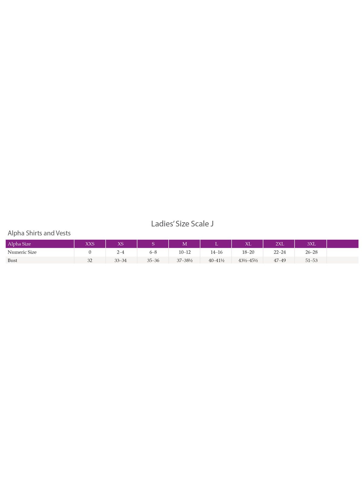 SIZECHART