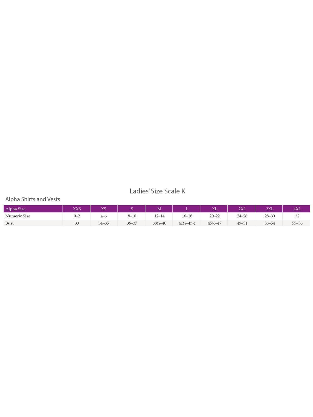 SIZECHART