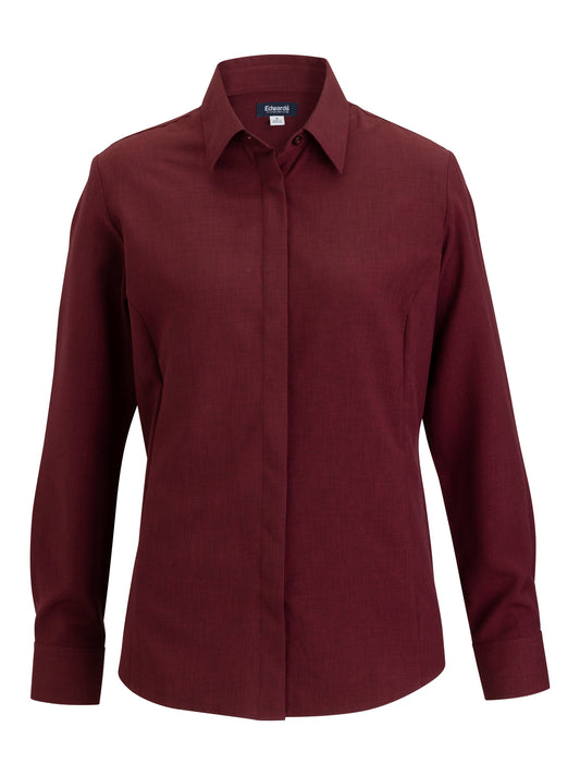 Women's Flexbatiste Café Long Sleeve Shirt - 5297 - Burgundy