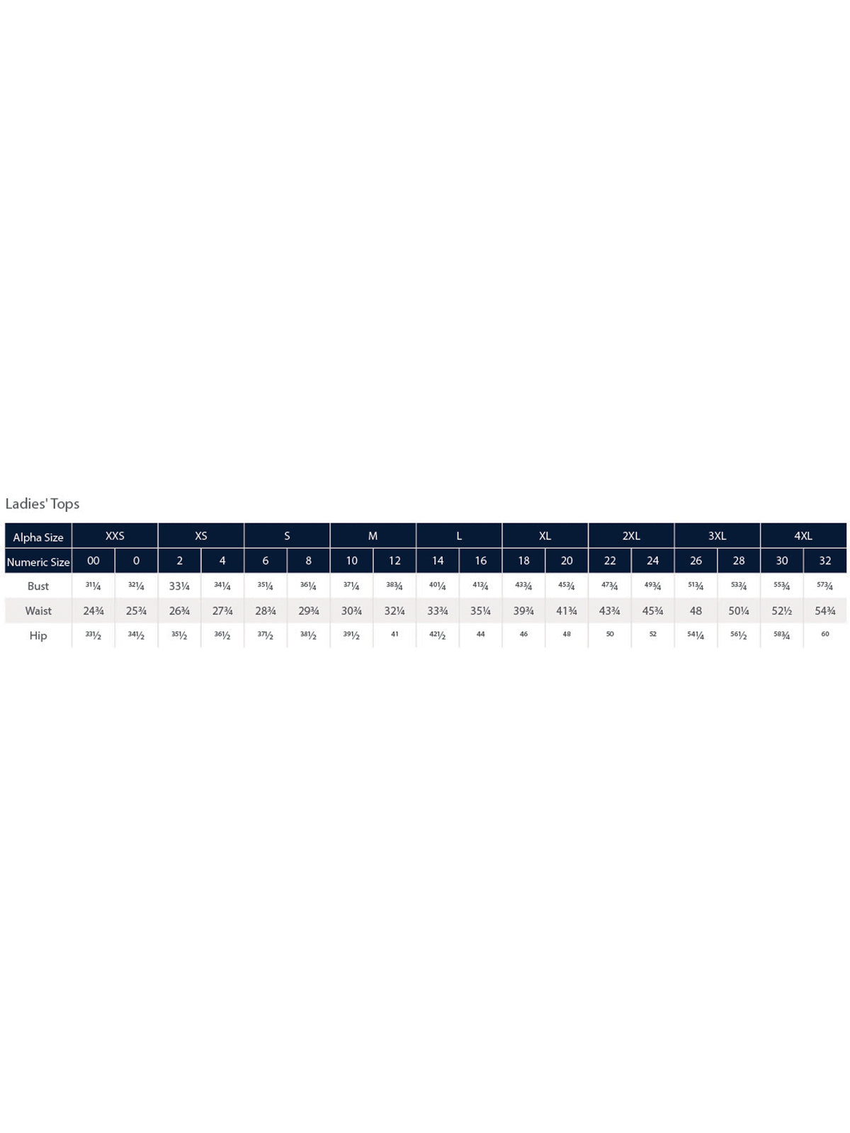SIZECHART