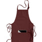 Unisex 3-Pocket Bib Apron - 9002 - Wine