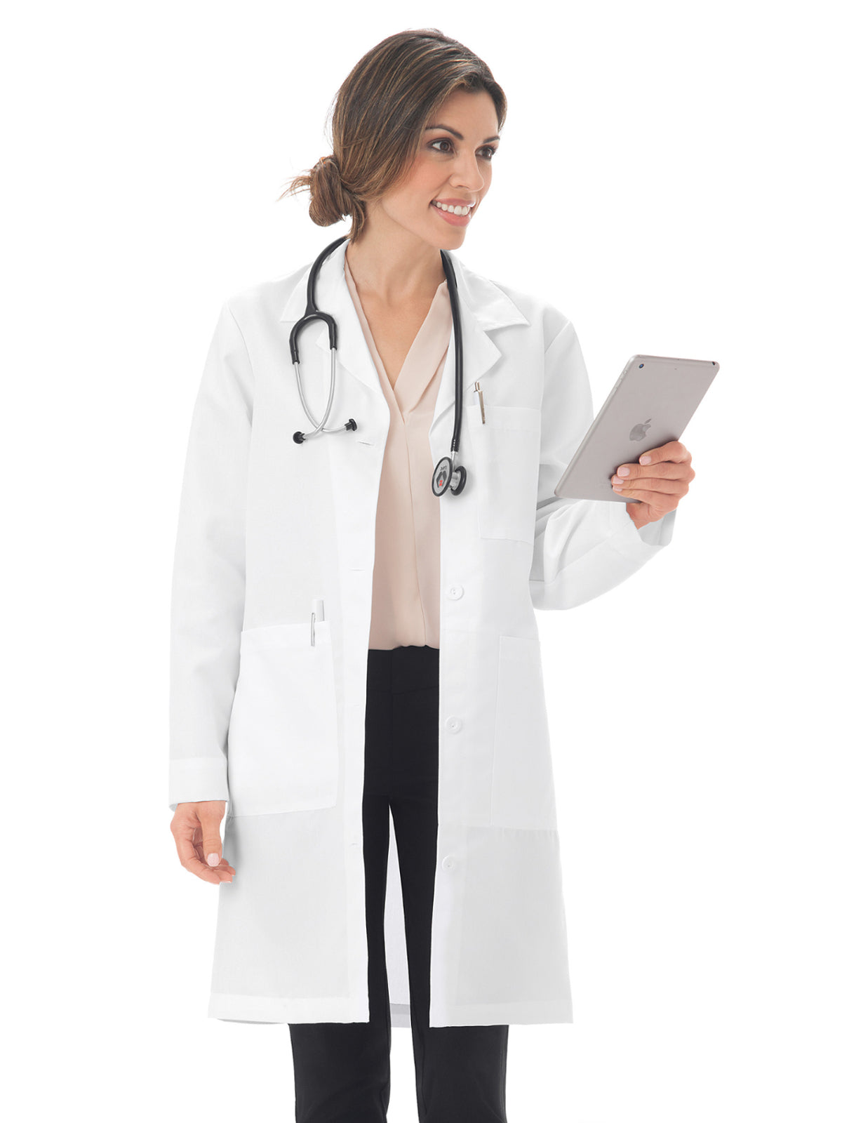 Women's Five-Pocket 37" Full-Length Long Lab Coat - 1964 - White