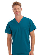 Unisex 1-Pocket V-Neck Top - 2200 - Caribbean Blue