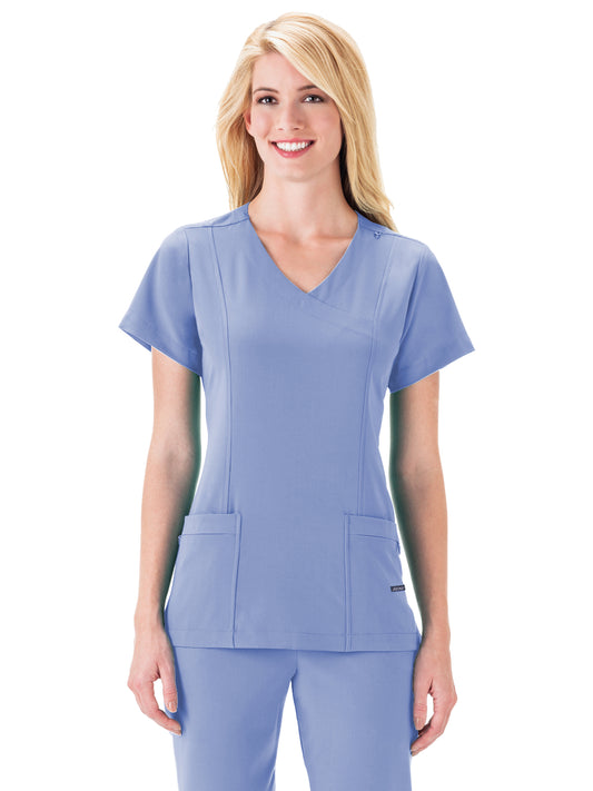 Women's 5-Pocket Mock Wrap Top - 2306 - Ceil Blue