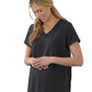 Women's 2-Pocket Pleated Back Maternity Scrub Top - 2462 - Charcoal
