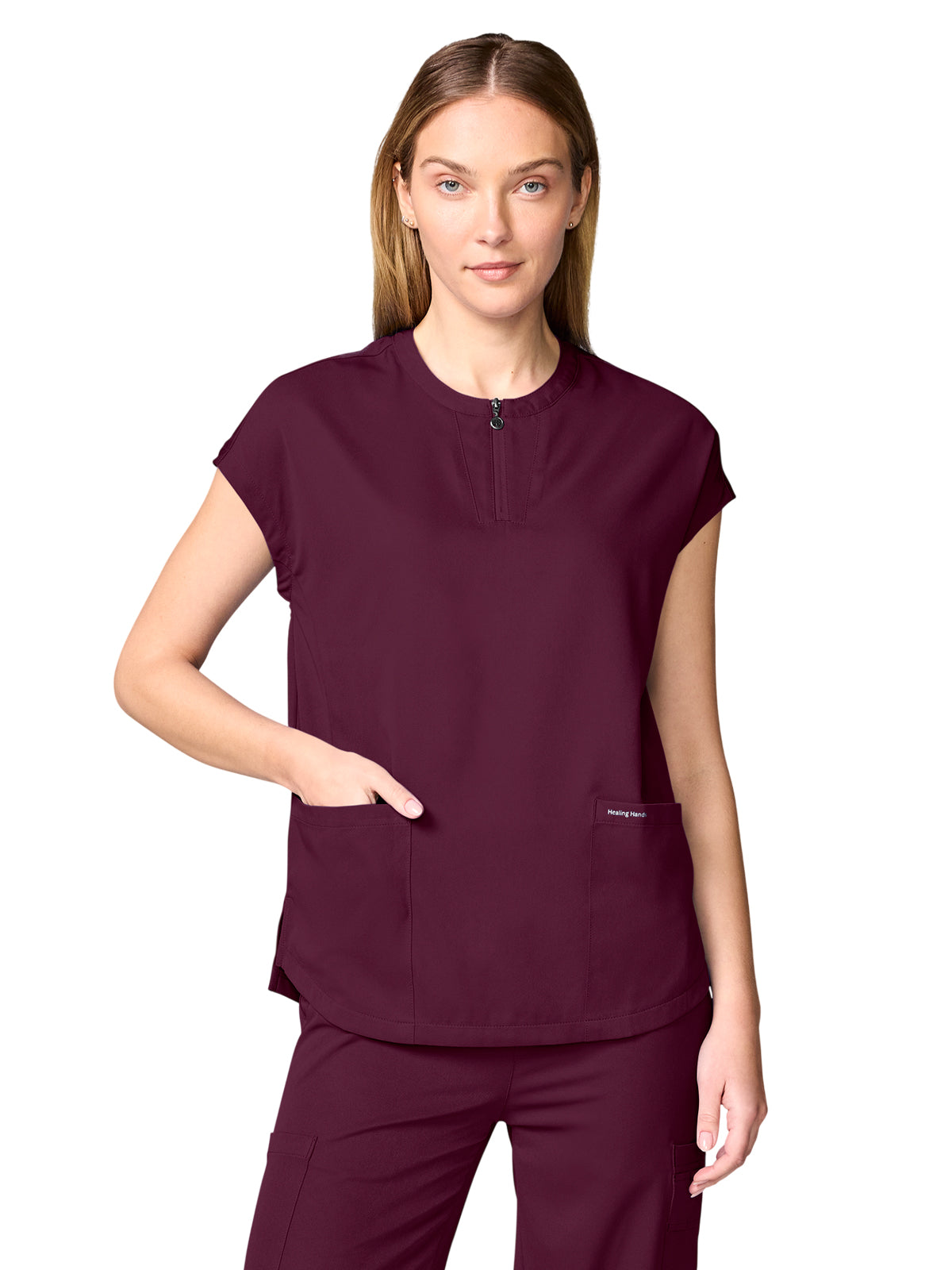 Women's 2-Pocket Dolman Tops - 00050 - Wine