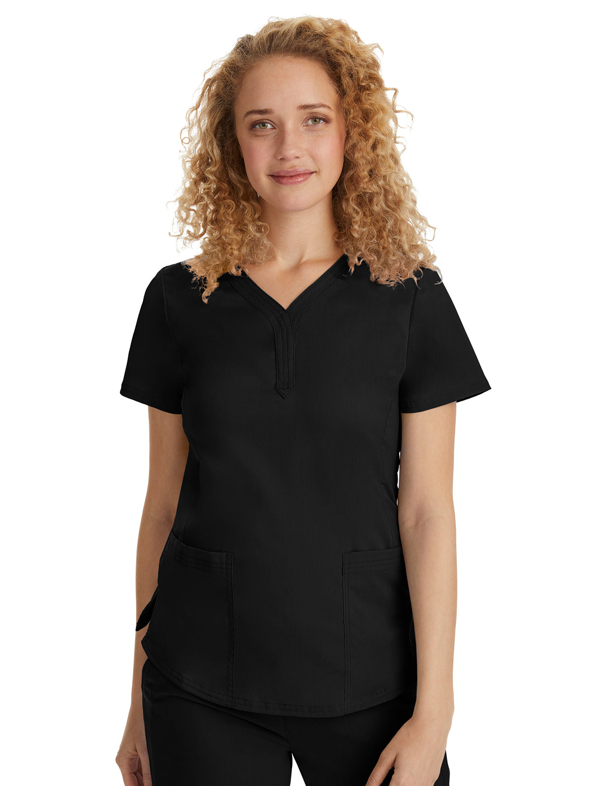 Women's 2-Pocket Jane Triple-Needle Stitching Top - 2167 - Black