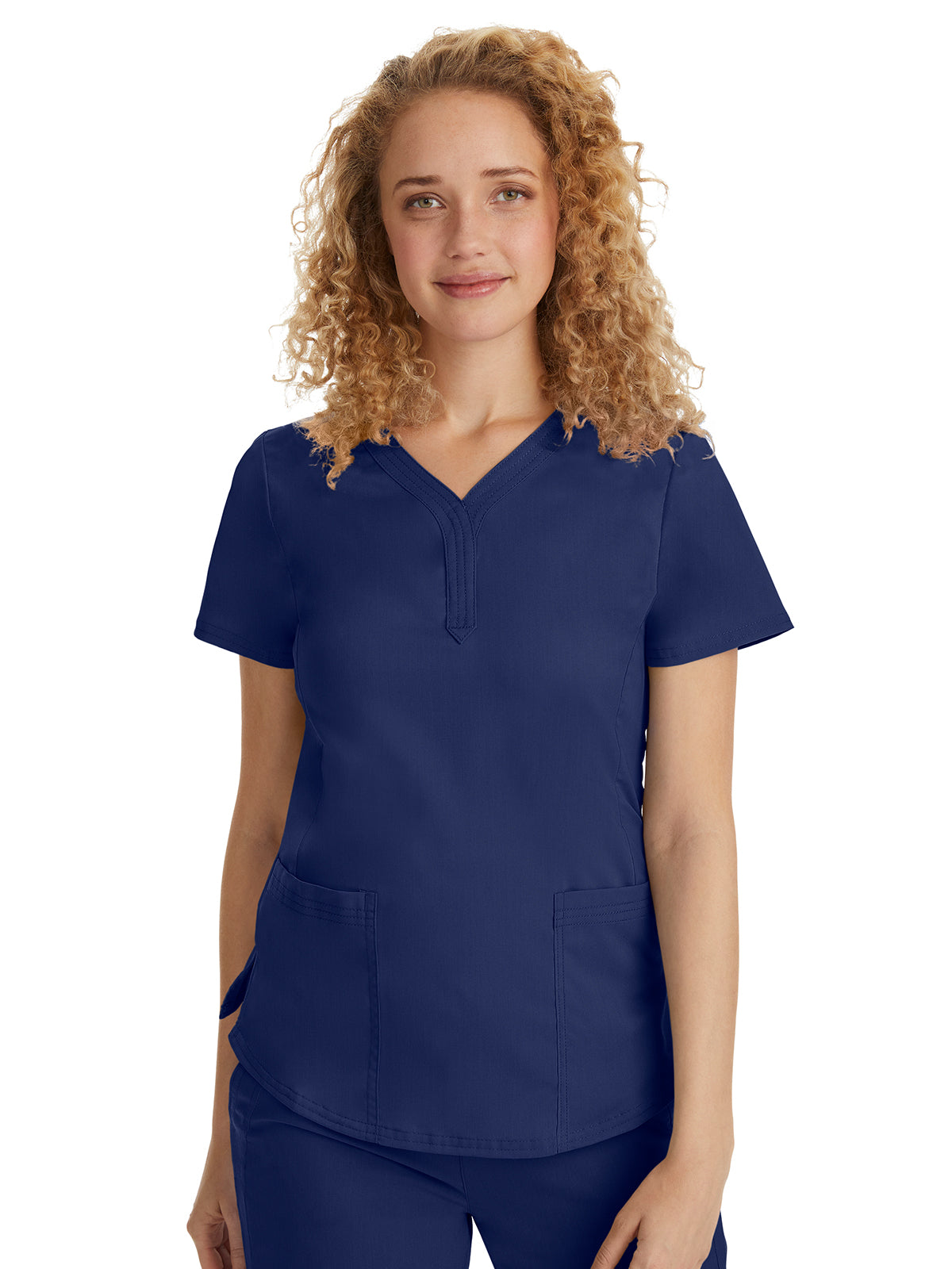 Women's 2-Pocket Jane Triple-Needle Stitching Top - 2167 - Navy