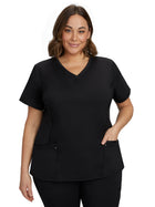 Women's 2-Pocket Juliet Stylish V-Neck Top - 2245 - Black