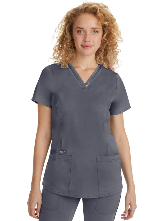 Women's 3-Pocket Jasmin Ribbon Trim Top - 2278 - Pewter