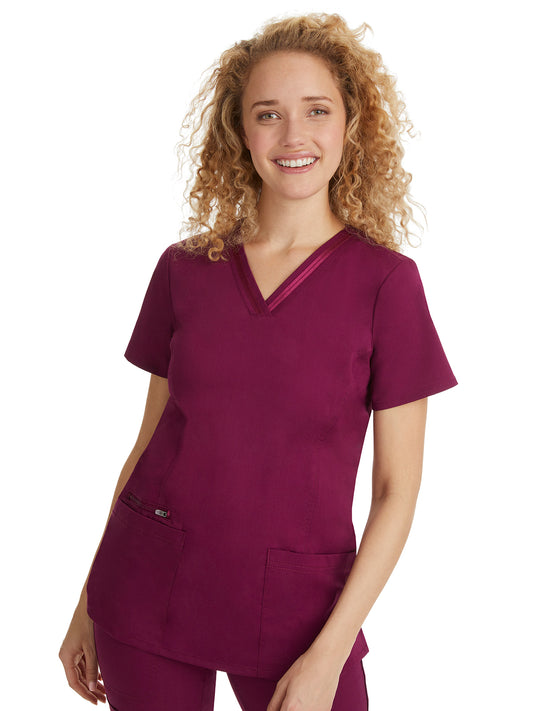 Women's 3-Pocket Jasmin Ribbon Trim Top - 2278 - Wine