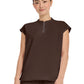 Women's 2-Pocket Sandy Mandarin Collar Top - 2286 - Dark Chocolate