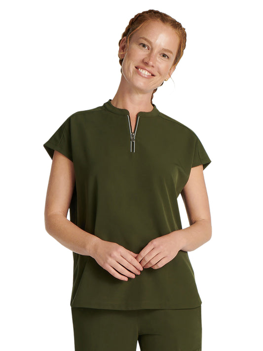 Women's 2-Pocket Sandy Mandarin Collar Top - 2286 - Dark Pine