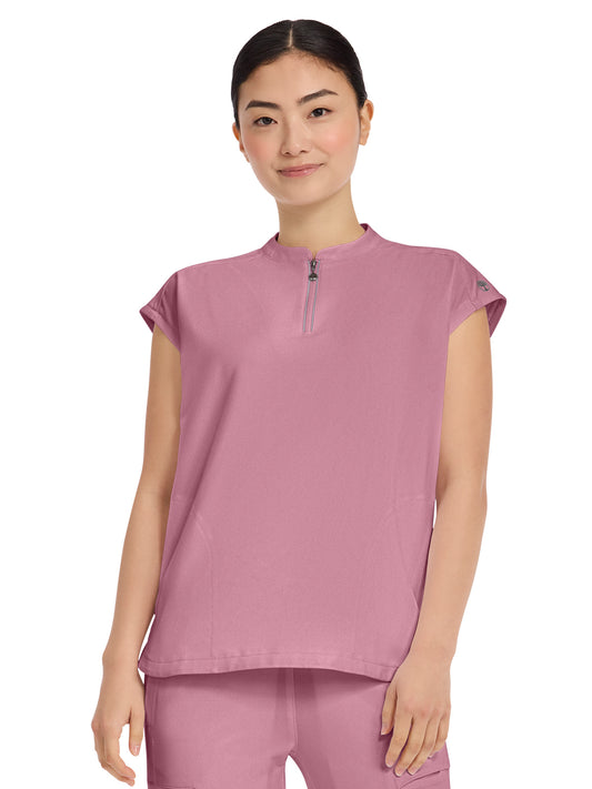 Women's 2-Pocket Sandy Mandarin Collar Top - 2286 - Precious Pink
