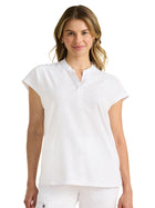 Women's 2-Pocket Journey Camo Mandarin Style Top - 2352 - White