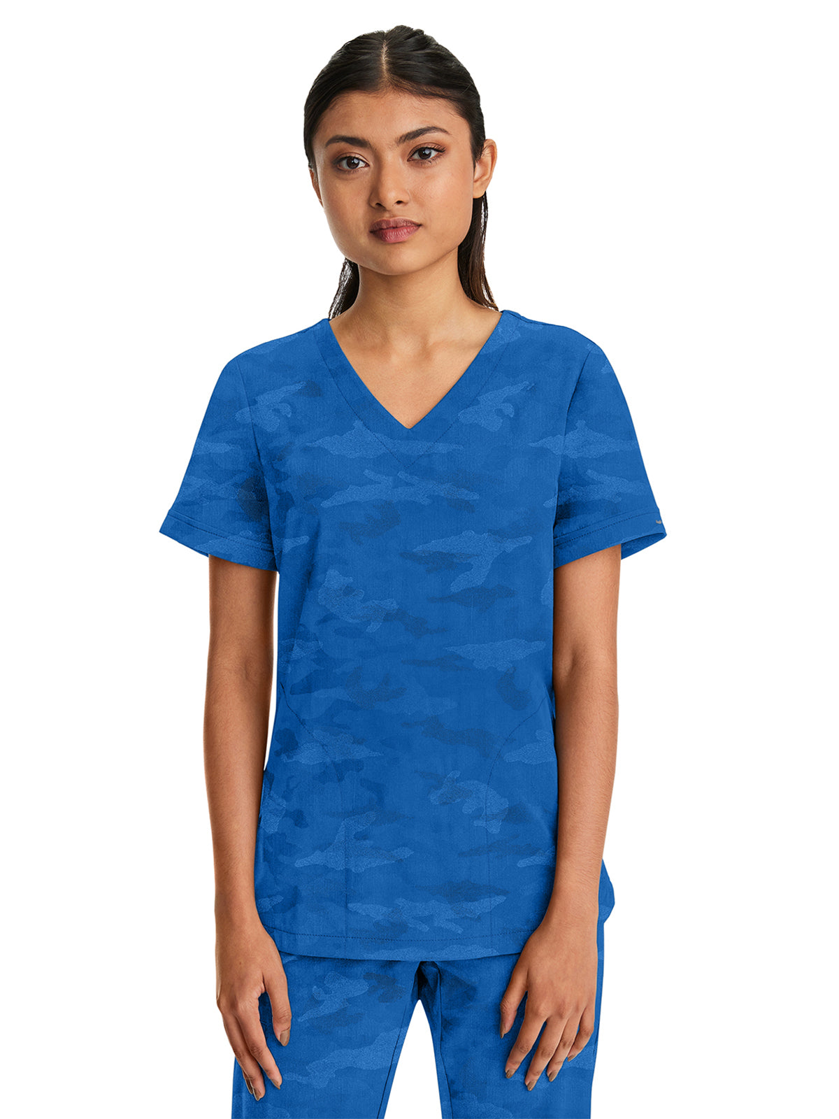 Women's 2-Pocket Joy Camo V-Neck Top - 2353 - Royal