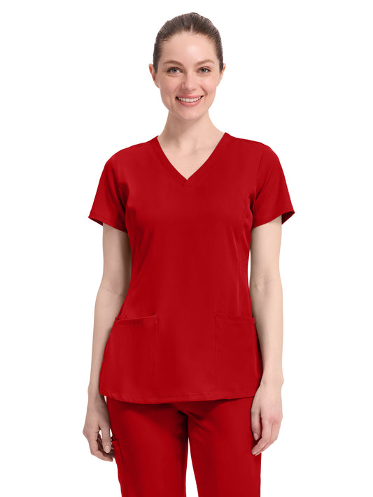 Women's 4-Pocket Monica V-Neck Top - 2500 - Red