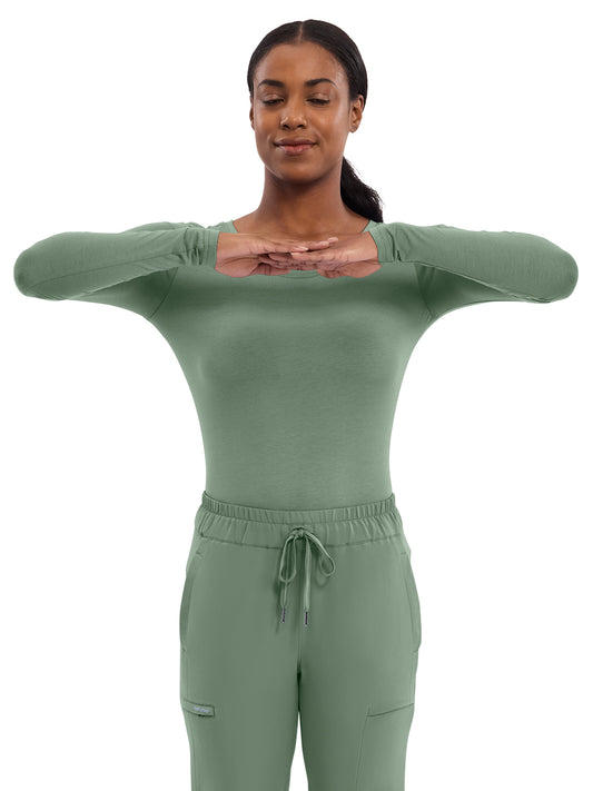 Women's Pocketless Melissa Long Sleeve Underscrub Tee - 5047 - Acadia Green