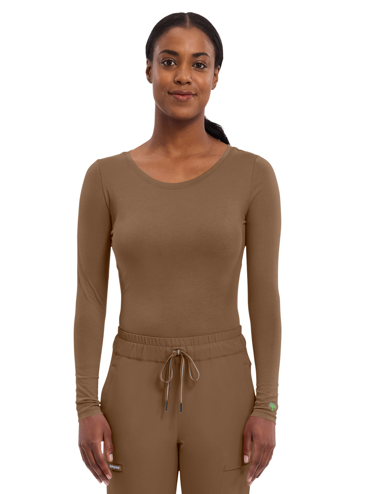 Women's Pocketless Melissa Long Sleeve Underscrub Tee - 5047 - French Brown
