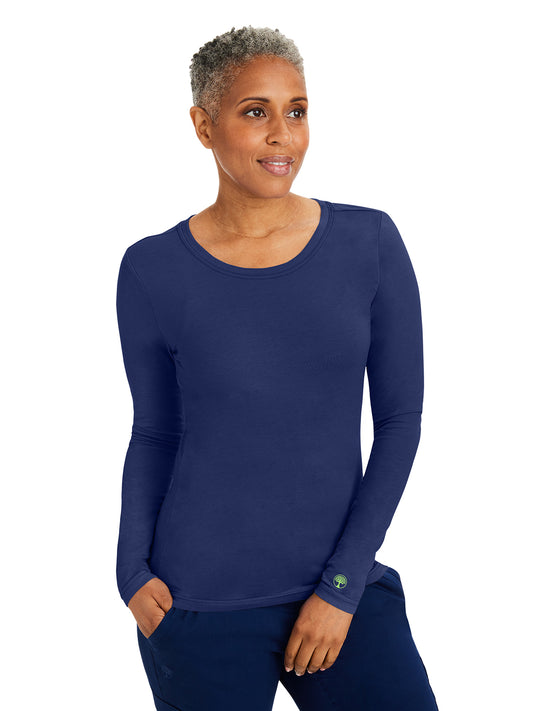 Women's Pocketless Melissa Long Sleeve Underscrub Tee - 5047 - Navy