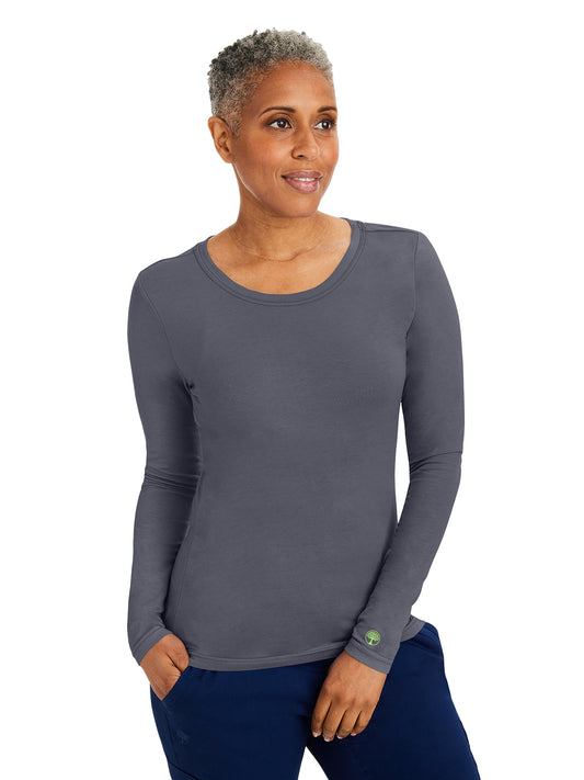 Women's Pocketless Melissa Long Sleeve Underscrub Tee - 5047 - Pewter
