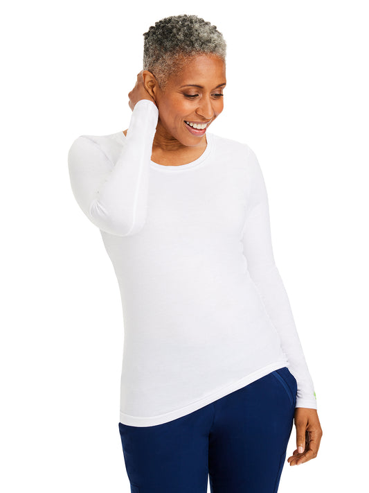 Women's Pocketless Melissa Long Sleeve Underscrub Tee - 5047 - White