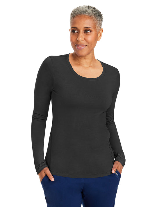 Women's Pocketless Mackenzie Crew Neck Underscrub Tee - 5051 - Black