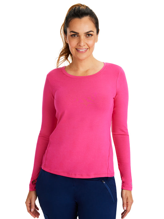 Women's Pocketless Mackenzie Crew Neck Underscrub Tee - 5051 - Carnation Pink
