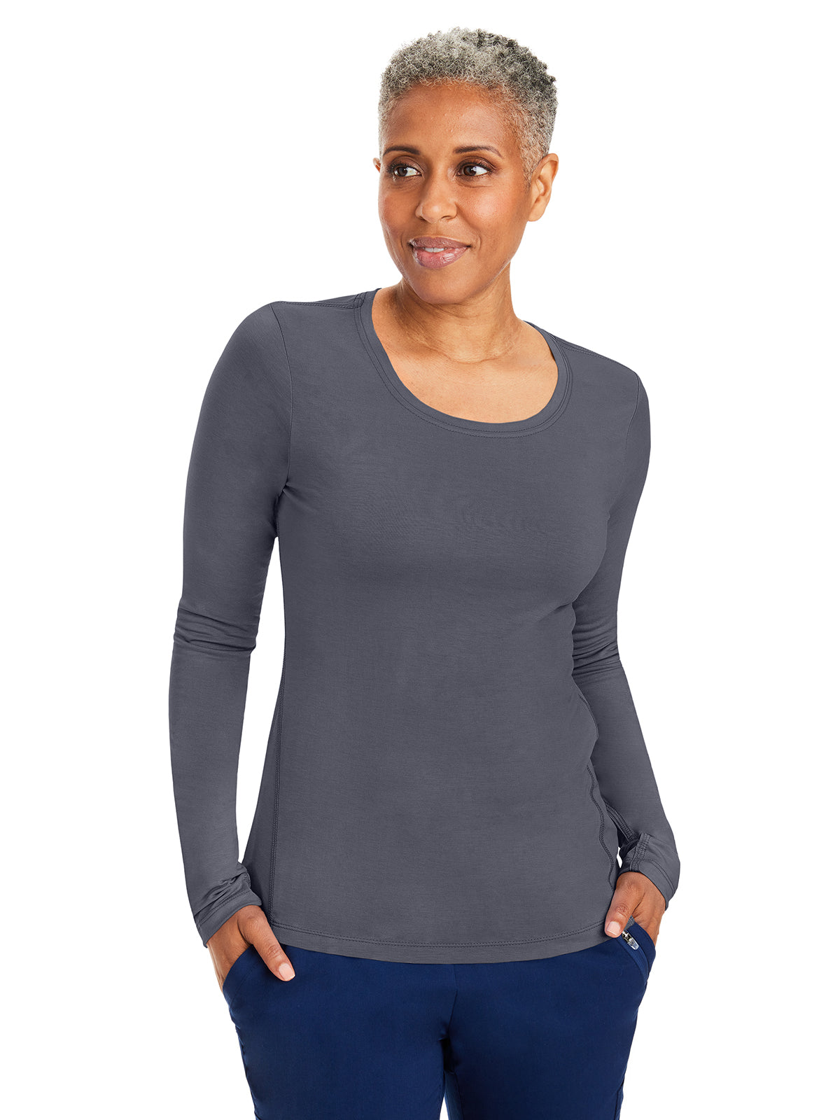Women's Pocketless Mackenzie Crew Neck Underscrub Tee - 5051 - Pewter
