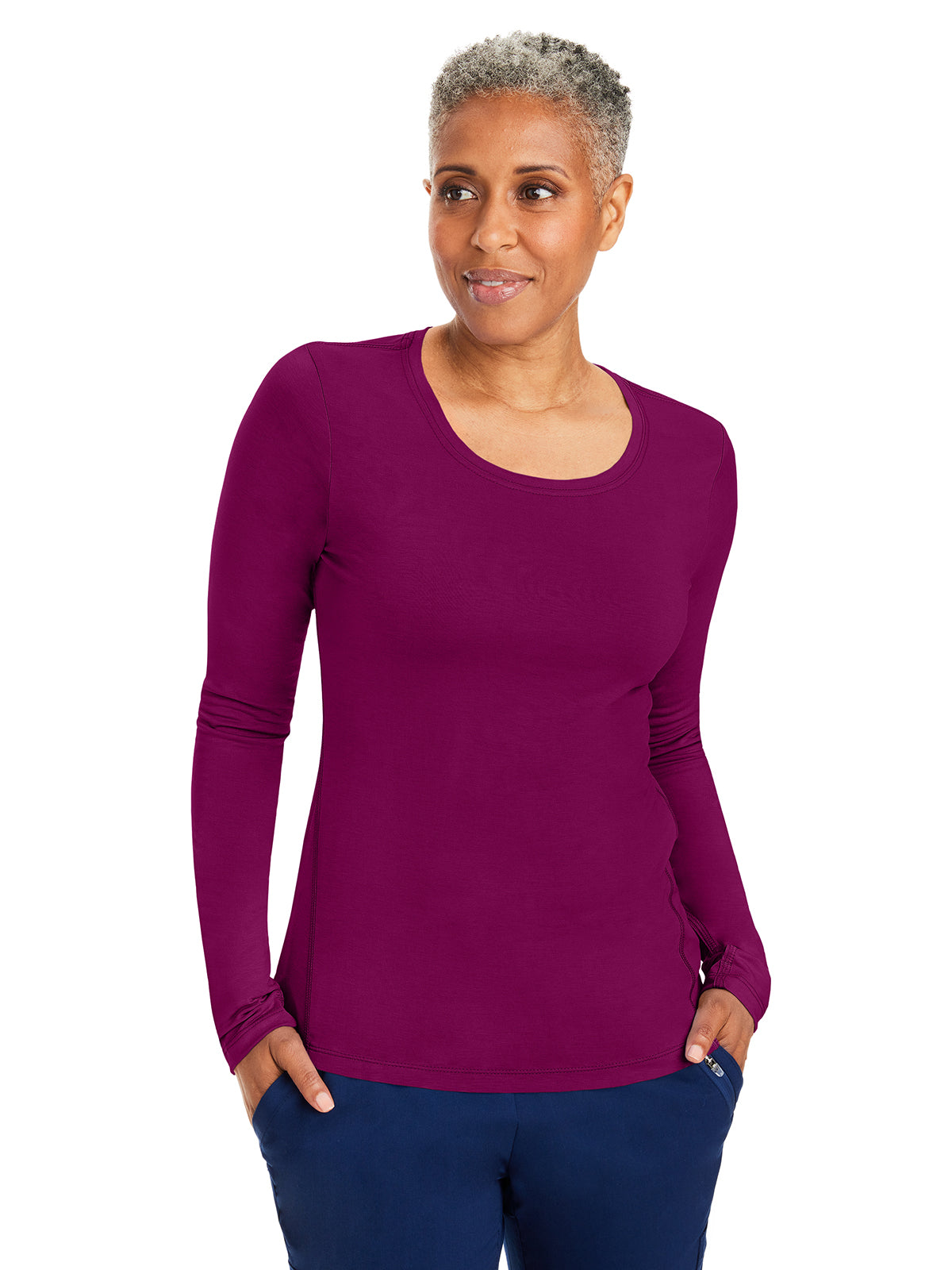 Women's Pocketless Mackenzie Crew Neck Underscrub Tee - 5051 - Wine